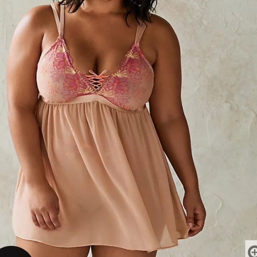 Torrid Embroidered Mesh Strappy Babydoll